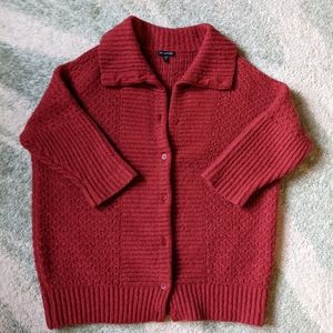 Eileen Fisher Alpaca Merino Wool Blend Button-Front Sweater Cardigan